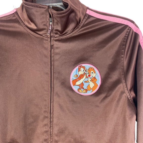 Youth Disney Size Large Track Jacket Brown Chip & Dale Kids Unisex Brown vintage - Picture 2 of 10